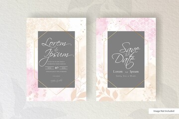 Watercolor Wedding Invitation card with hand painted colorful liquid watercolor and floral element