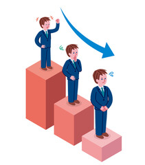 下降している男性のイラスト