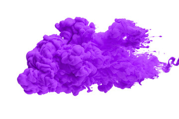 acrylic ink in water form an abstract smoke pattern isolated on white background