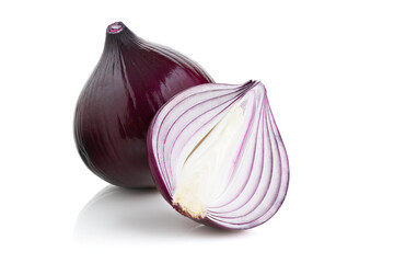 fresh red onion isolated on white background