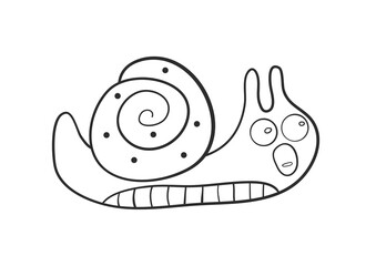 Cute snail in a linear style. Doodle. Children's friend. Vector illustration