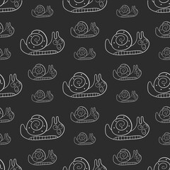 Seamless pattern with a snail. Marine background. Vector illustration