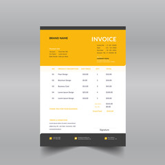 black and orange color business invoice template