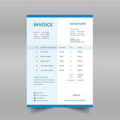 Blue color business invoice