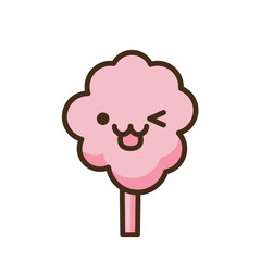 Anime style cartoon sweet food. Cotton candy emoji vector character.