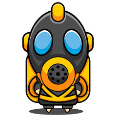 gas mask costume biology mascot character cartoon illustration