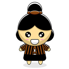 cute girl mascot character cartoon illustration in javanese dress