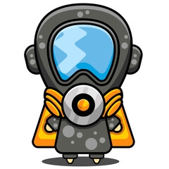 gas mask costume biology mascot character cartoon illustration