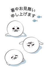 あざらし_暑中見舞い_Seals Summer greetings_10
