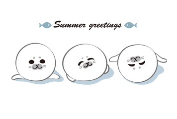 あざらし_暑中見舞い_Seals Summer greetings_17