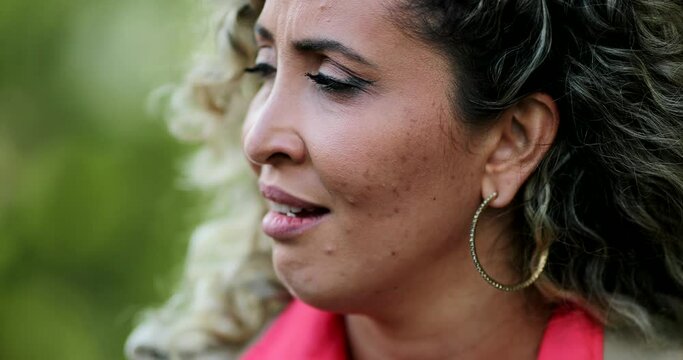 Woman dissatisfied showing objection and disbelief in angry emotion. person indignation