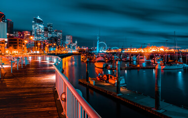 Fototapeta na wymiar Waterfront Seattle ,Marina at pier 66, Seattle ,WA, USA