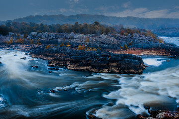 Great Falls Park, Virginia, USA -Potomac River waterfalls ,Waterfall Autumn season in Virginia,USA