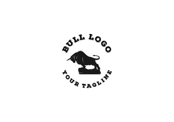 black bull logo with illustration of a bull showing its strong horns