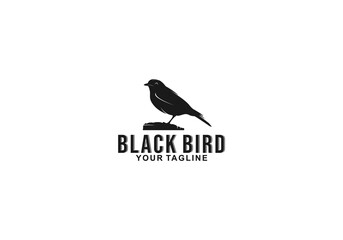 black bird logo in white background