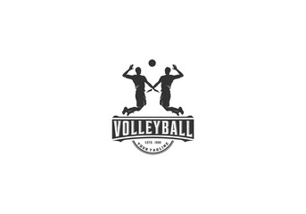 Vollyball sport logo design in white background