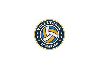Vollyball sport logo design in white background