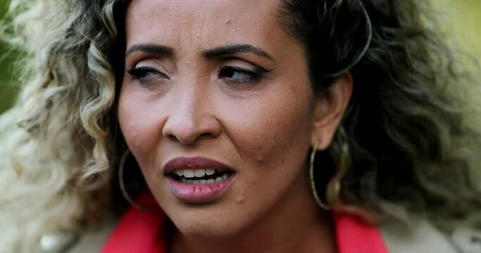 Woman reacting with indignation, person disgust objection in anger