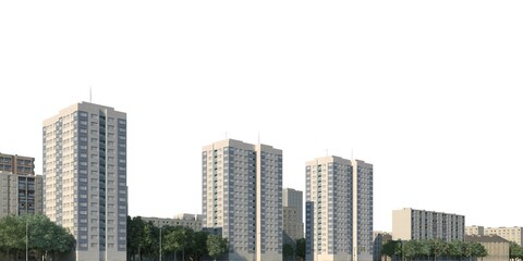 Fototapeta na wymiar Cityscape 3d illustration isolated on white background