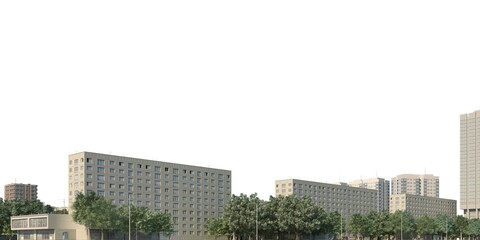 Cityscape 3d illustration isolated on white background