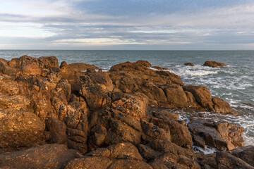 Fototapeta na wymiar The Atlantic Ocean seen from the rocky coast of Les Sables d'Olonne.