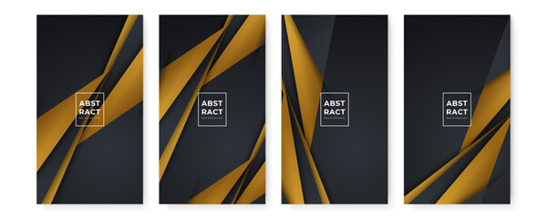Set of modern black and gold abstract background. Abstract luxurious black gold background. Modern dark banner template vector with geometric shape patterns . Futuristic digital graphic design © SyahCreation