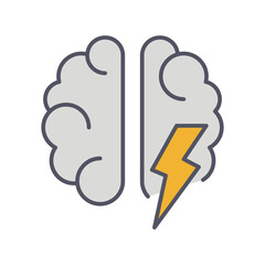 Brainstorm Line Icon. Lightning in brain innovation logo. Vector Illustration