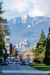 View of downtown Vancouver from Cambie street - obrazy, fototapety, plakaty
