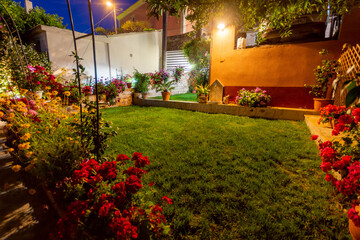 Fototapeta na wymiar small garden at the night