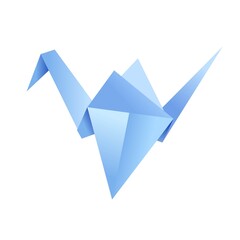 Paper origami shape - bird, Crane. The Japanese art of folding paper figures is a hobby, needlework