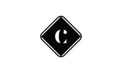 Initial Letter C Square Shape Vector Monogram Logo, C Letter Logo Template