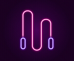 Glowing neon line Jump rope icon isolated on black background. Skipping rope. Sport equipment. Colorful outline concept. Vector