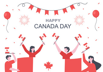 Fototapeta na wymiar Happy Canada Day Celebration in 1st July Vector Illustration. Suitable For Greeting Card, Poster and Background