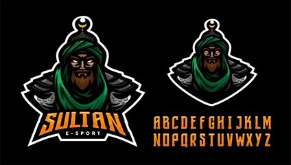 illustration vector graphic of Arabian Knight mascot logo perfect for sport and e-sport team - obrazy, fototapety, plakaty