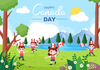 Obraz na płótnie Canvas Happy Canada Day Celebration in 1st July Vector Illustration. Suitable For Greeting Card, Poster and Background