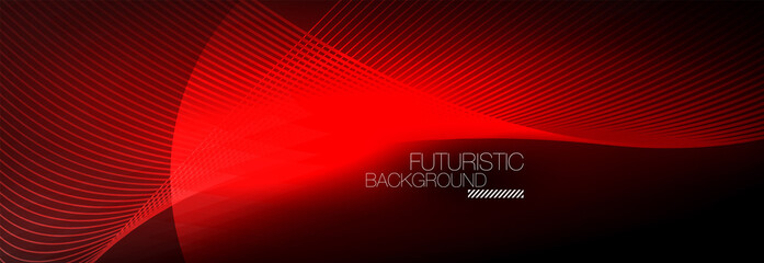 Abstract neon glowing light in the dark with waves. Shiny magic energy and motion concept, vector abstract wallpaper background