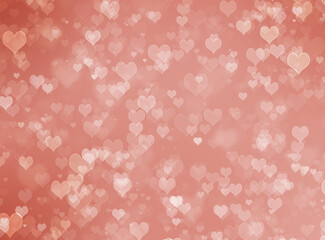 Abstract christmas bokeh background on heart pattern with pink colour.