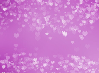Abstract pink bokeh background with hearts theme.