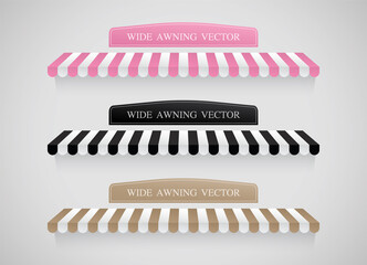 Wide awning vector collection with signage for adding text