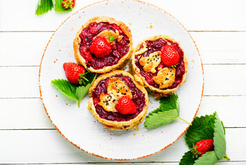 Summer biscuit or shortcake with strawberries