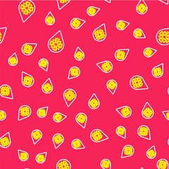 Line Defrosting icon isolated seamless pattern on red background. From ice to water symbol. Vector