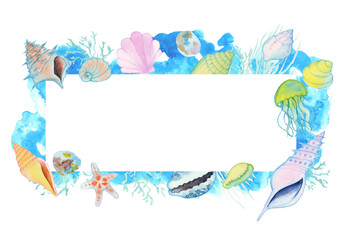 水彩画の海のアイコンフレーム