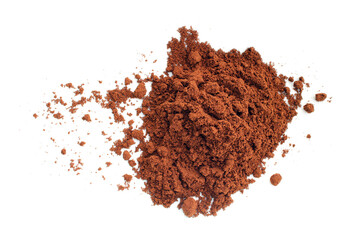 Coffee powder on white background, ground coffee