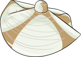 Large beach summer hat. Color beige. Women's accessory. A summer accessory. Vector image.