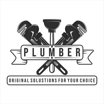 plumbing logo vintage vector illustration template design.plumber logo for company concept emblem icon logo design