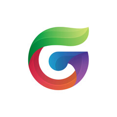 Vector Logo Design Letter G Combination Leaf with gradient colorful