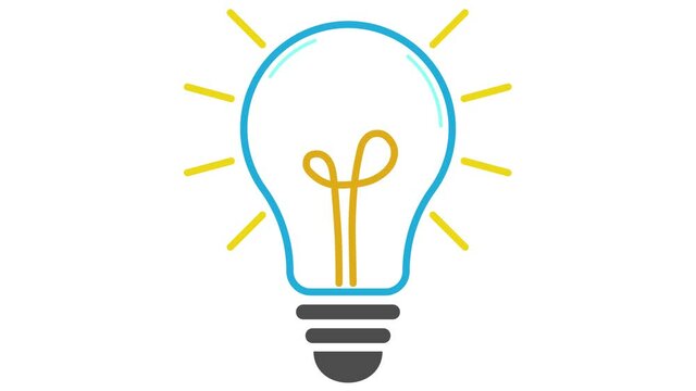 Lightbulb Icon, stop motion animation isolated on a white background