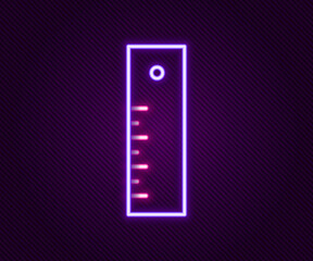 Glowing neon line Ruler icon isolated on black background. Straightedge symbol. Colorful outline concept. Vector