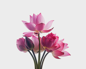 pink royal lotus flowers on white background,isolated