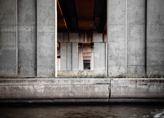 Fototapeta na wymiar Under the bridge in Montreal Quebec